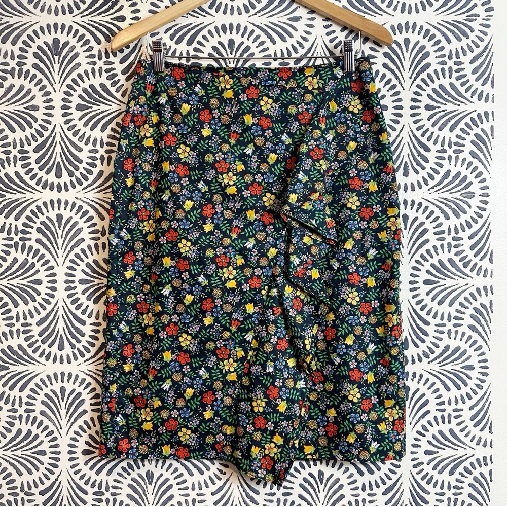Liberty Art Fabrics J. Crew Cotton Ruffle Edenham Floral Midi Skirt